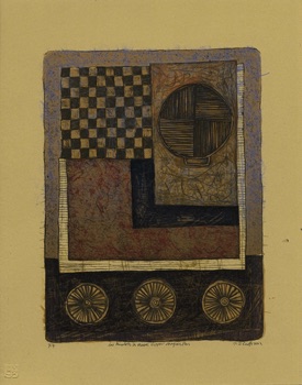 Les Amulets à-Musée: 
Sippar Chequer Pan
Digital Wash and Stone
Lithograph 2011
240mm x 180mm